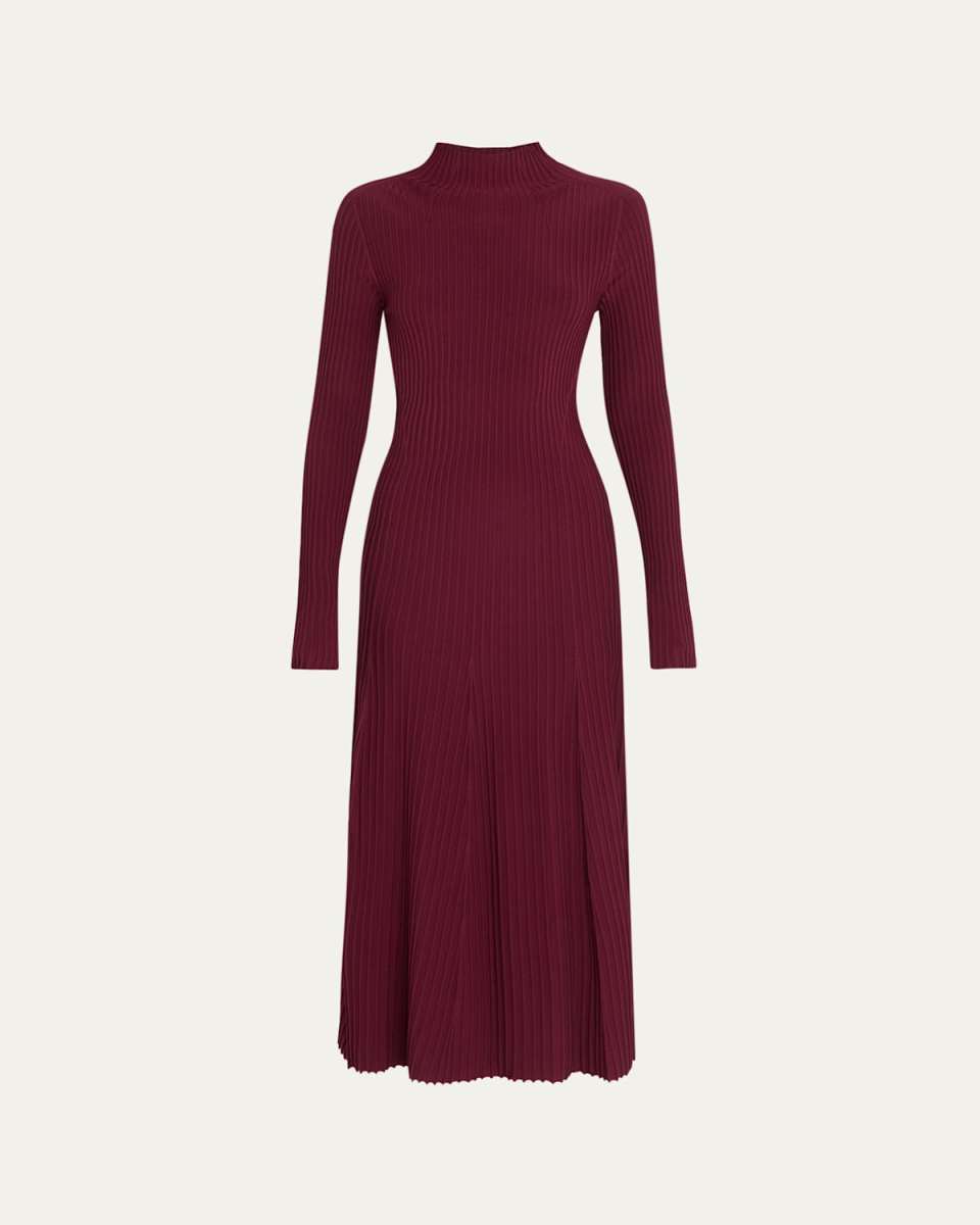 Tabitha Turtleneck Rib Long-Sleeve Maxi Dress